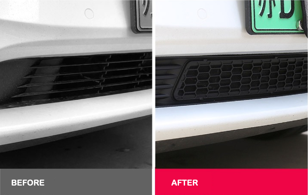 Tesla Model Y Front Bumper Insect - Before and After
